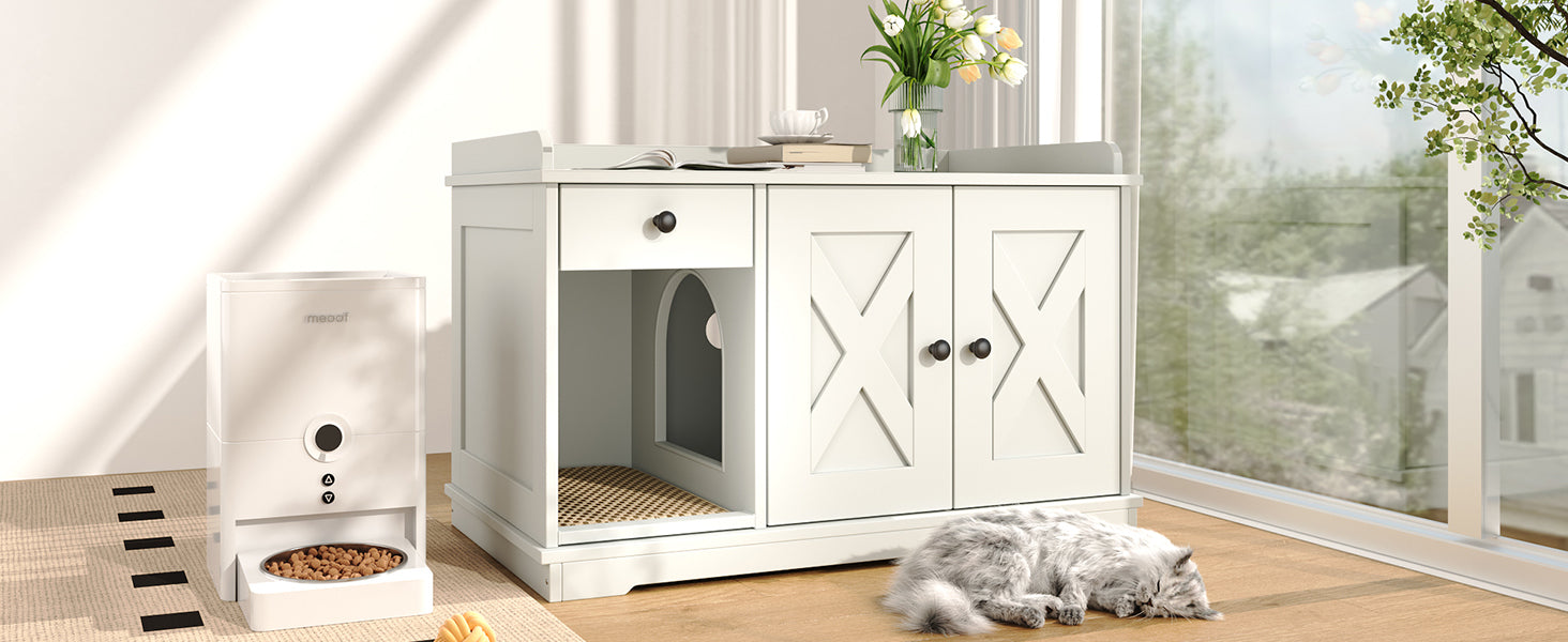 Cat Litter Box Enclosure, Litter Box Furniture Hidden with Cat Litter